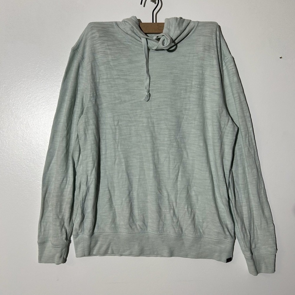Faherty Brand Mens Slub Cotton Hoodie Light Blues Medium‎ Pullover Sweater
